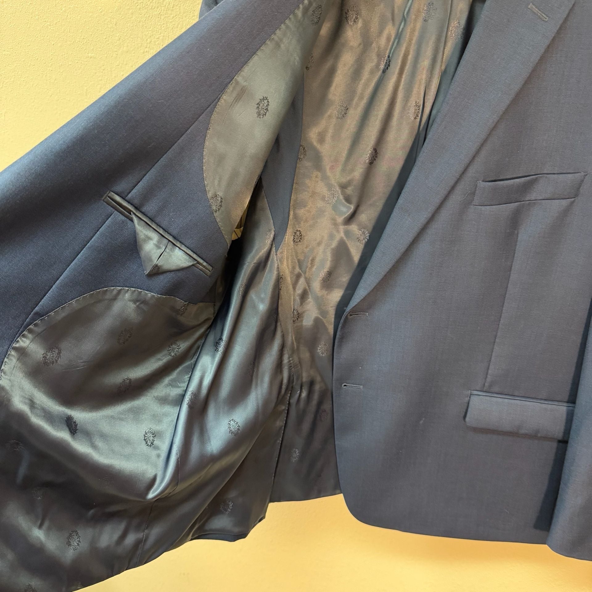 Lauren Ralph Lauren Suit Jacket Size 48S Blue Wool Stretch 9