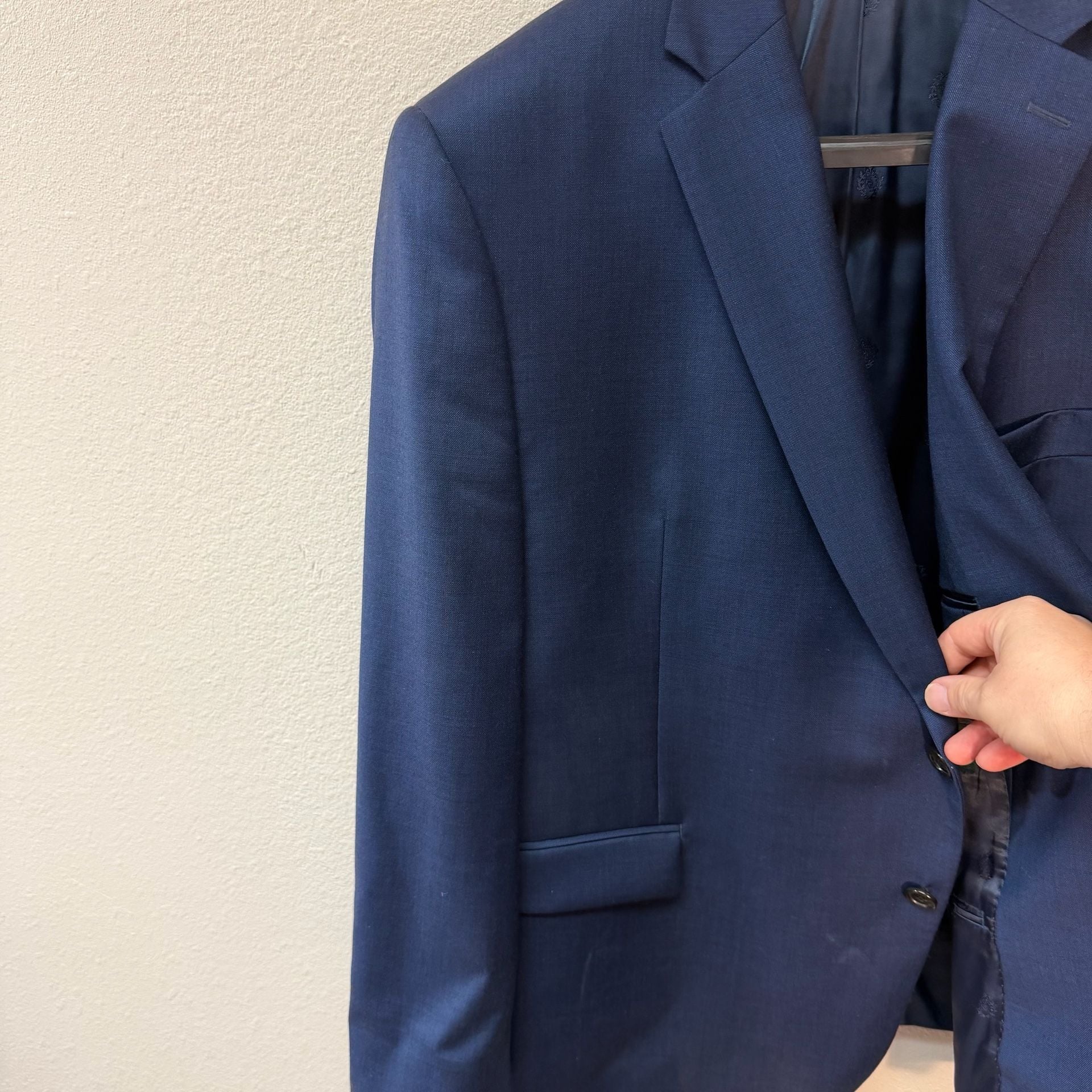 Lauren Ralph Lauren Suit Jacket Size 48S Blue Wool Stretch 10
