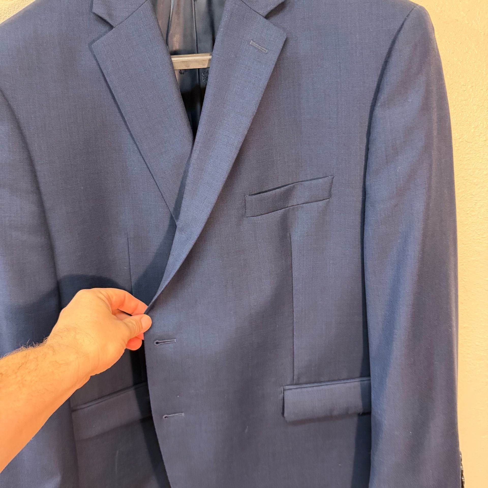 Lauren Ralph Lauren Suit Jacket Size 48S Blue Wool Stretch 11