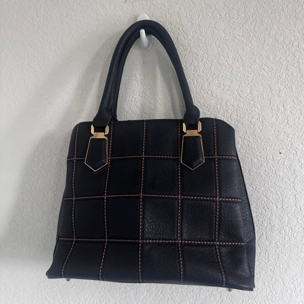 Susen Black Quilted Faux Leather Handbag Crossbody Tote