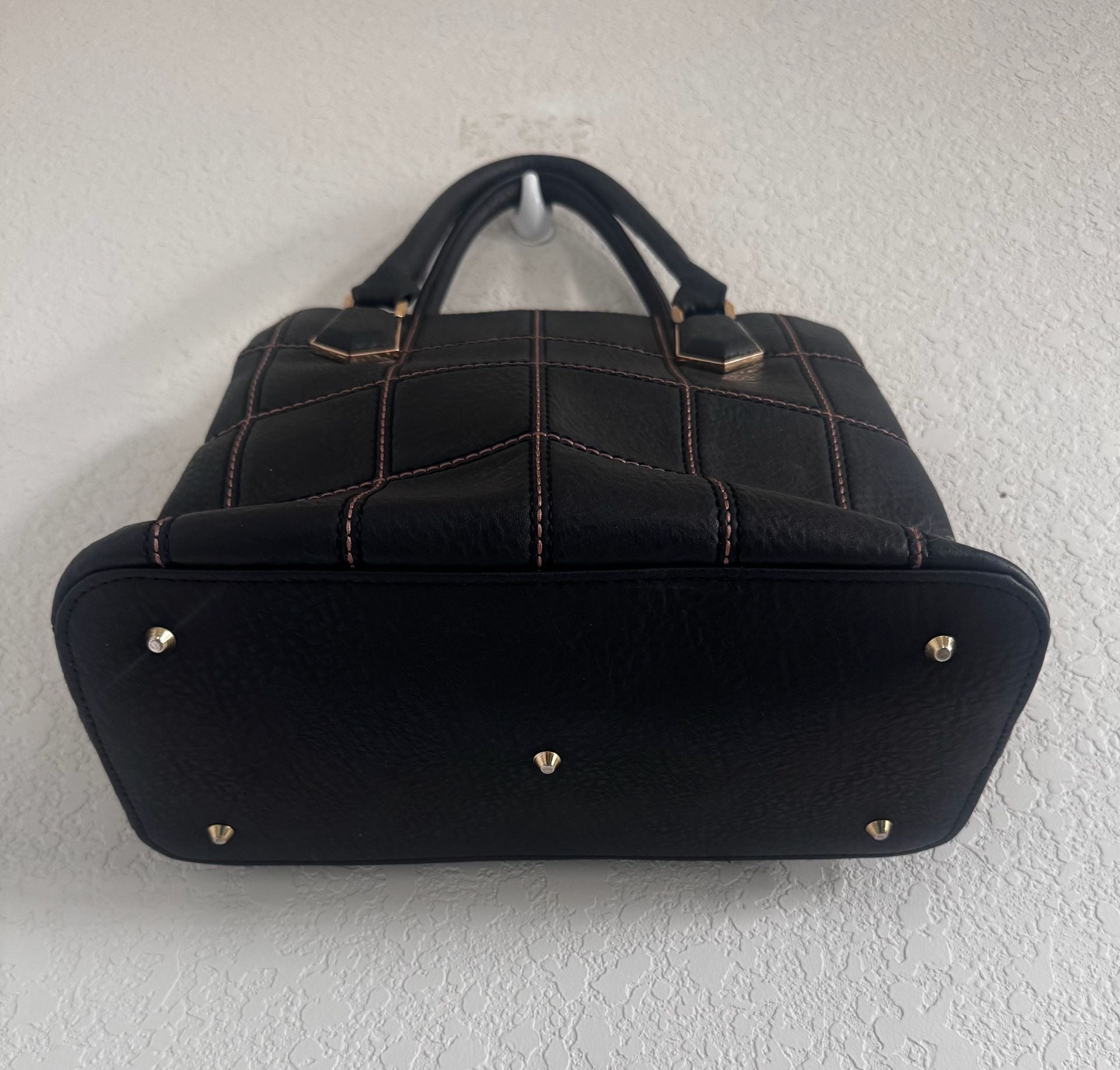 Susen Black Quilted Faux Leather Handbag Crossbody Tote 7