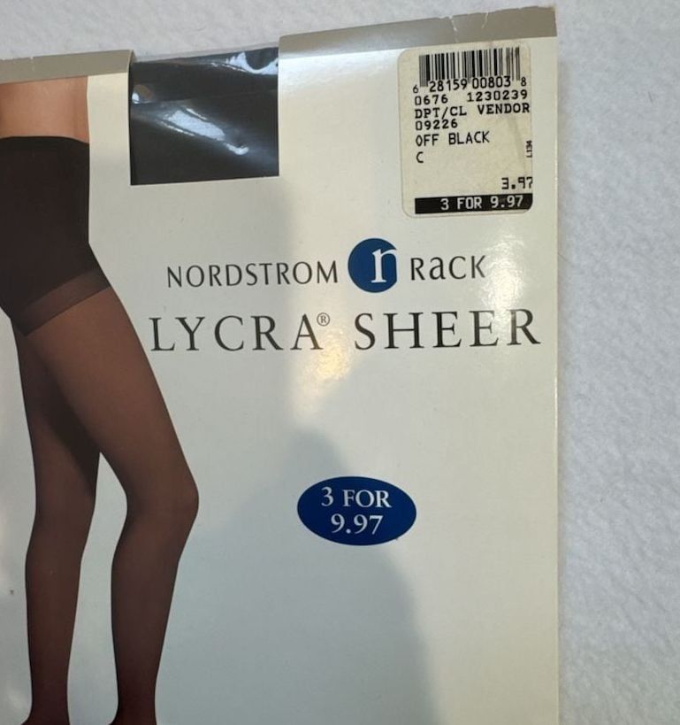 Vntg Y2K Nordstrom Rack Lycra Sheer Pantyhose Size C Off Black Control Top NOS 3