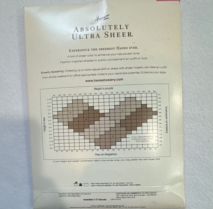 Hanes Absolutely Ultra Sheer Pantyhose Size E Pearl Style 705 NOS 2