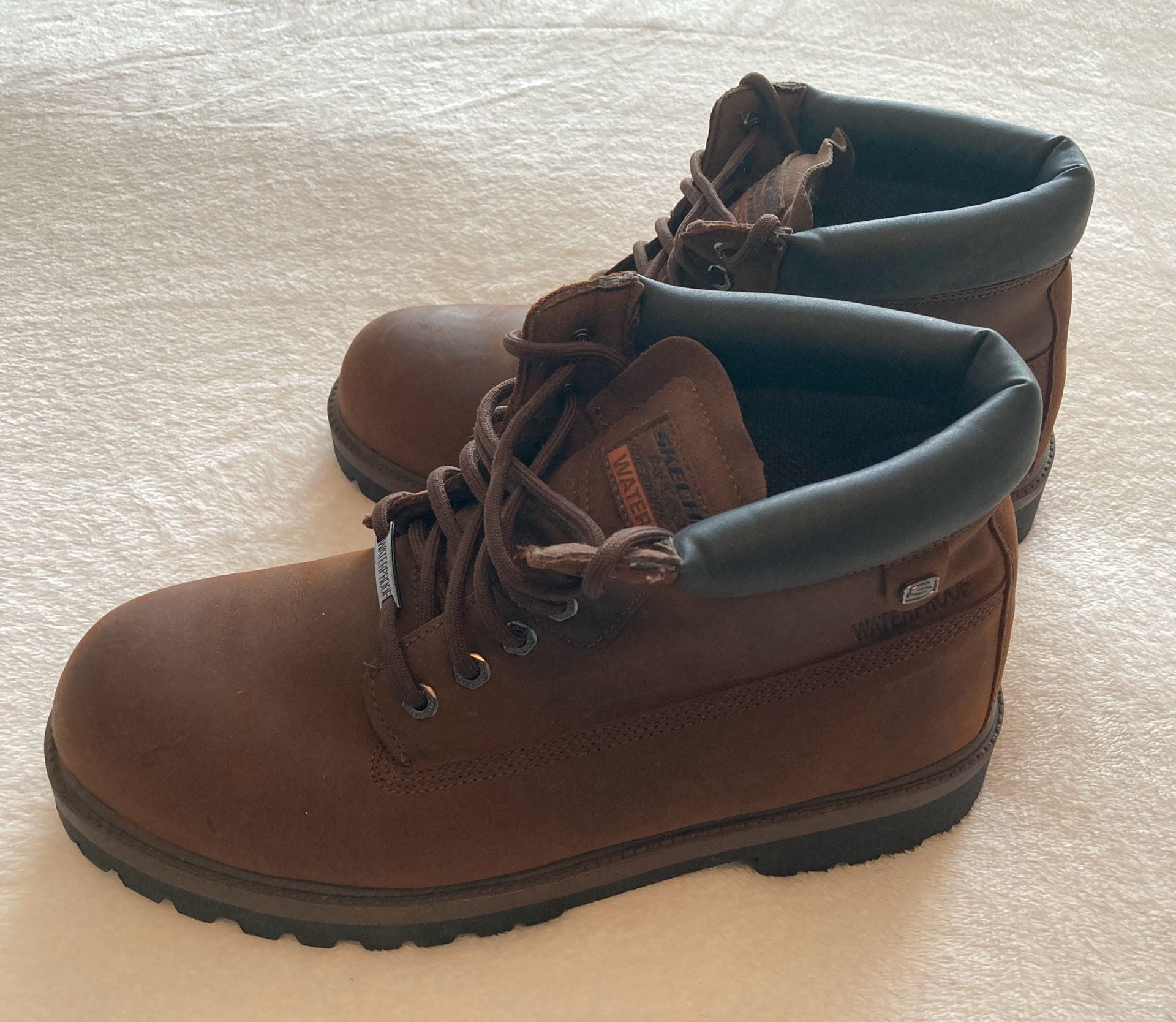 Skechers Verdict 4442 Waterproof Boots Size 13EW Brown Leather Work 9