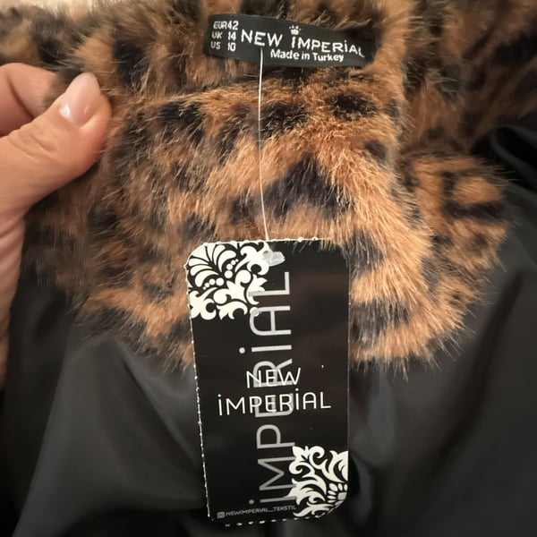 New Imperial Faux Fur Coat Size US 10 Leopard Print Long Jacket
Made in Turkey