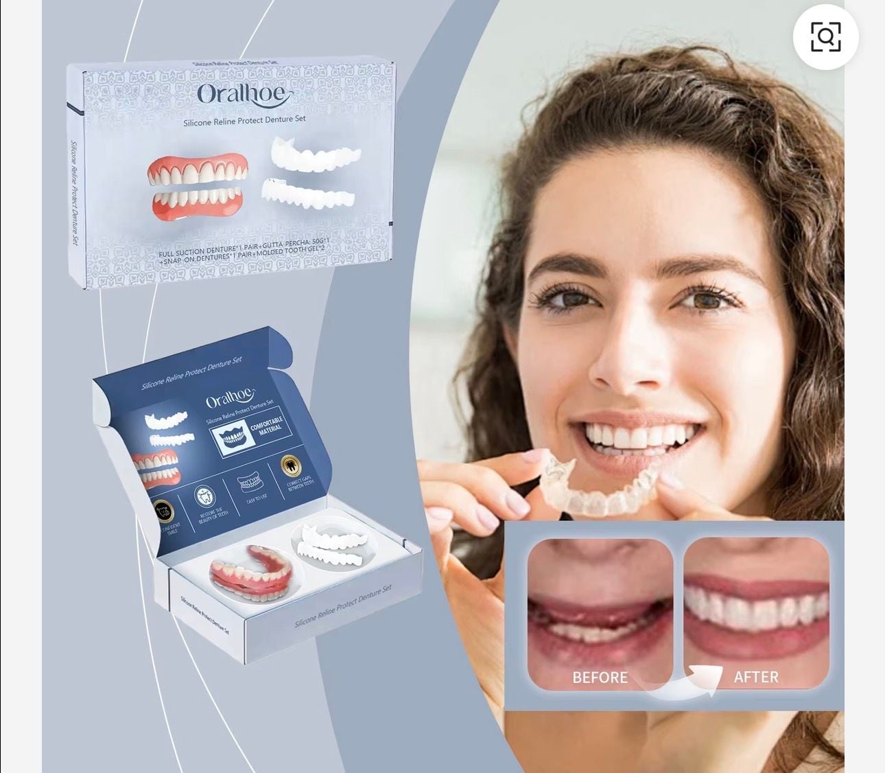 Oralhoe Silicone Reline Protect Denture Set New 1