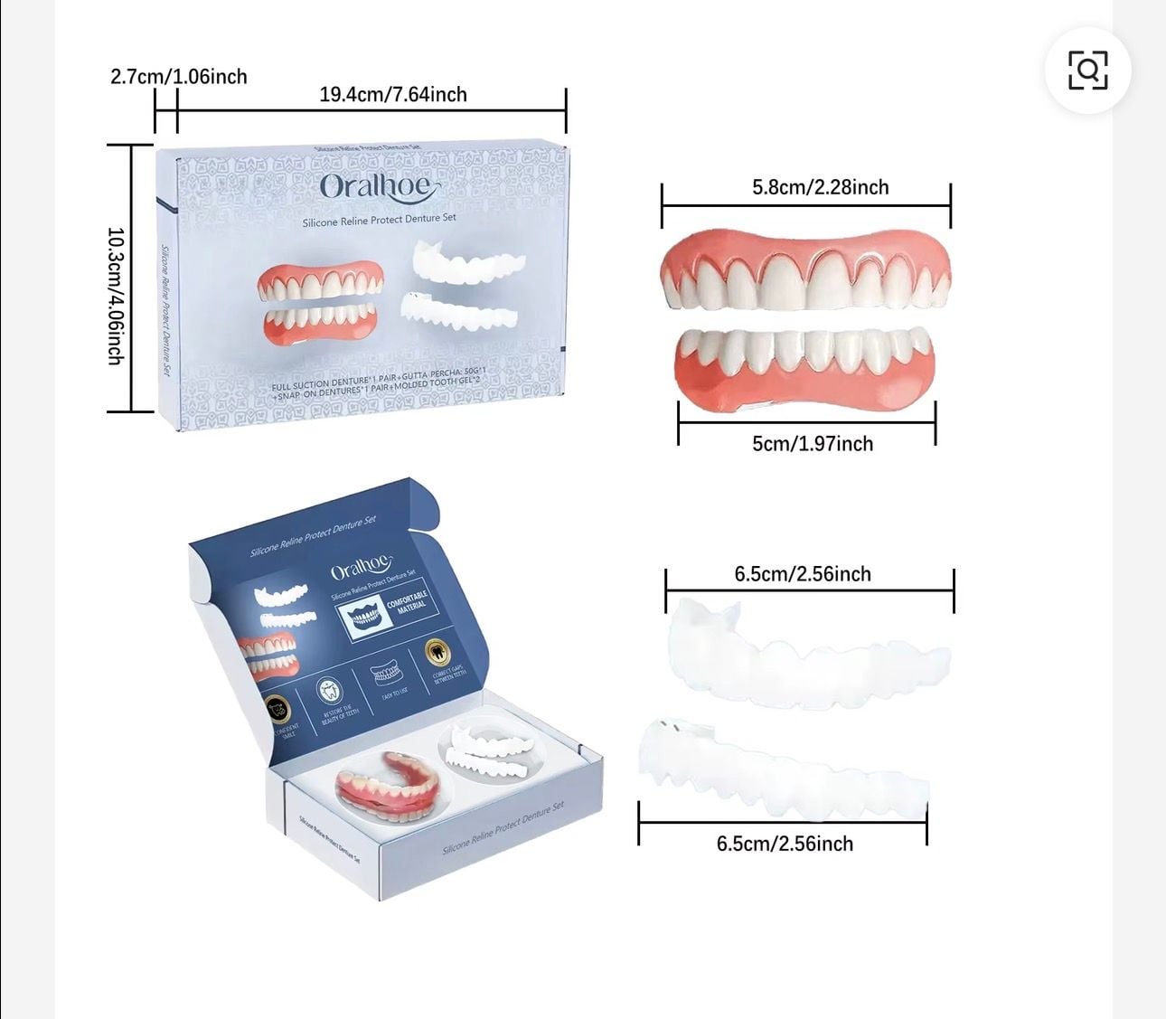 Oralhoe Silicone Reline Protect Denture Set New 2