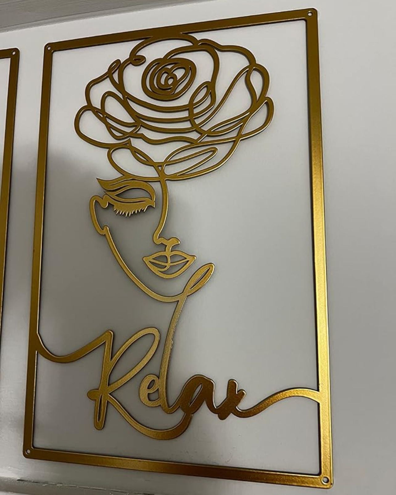 Metal Wall Art Abstract Female Single Line Wall Sculptures Gold 4 PCS 3