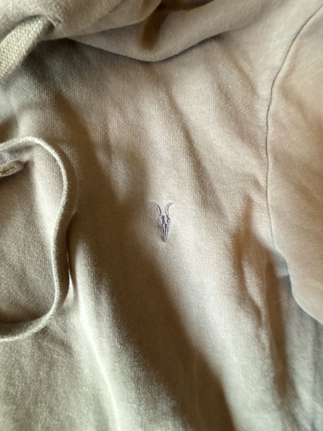 All Saints Ramskull Pullover Hoodie Size Small Taupe Grey 3