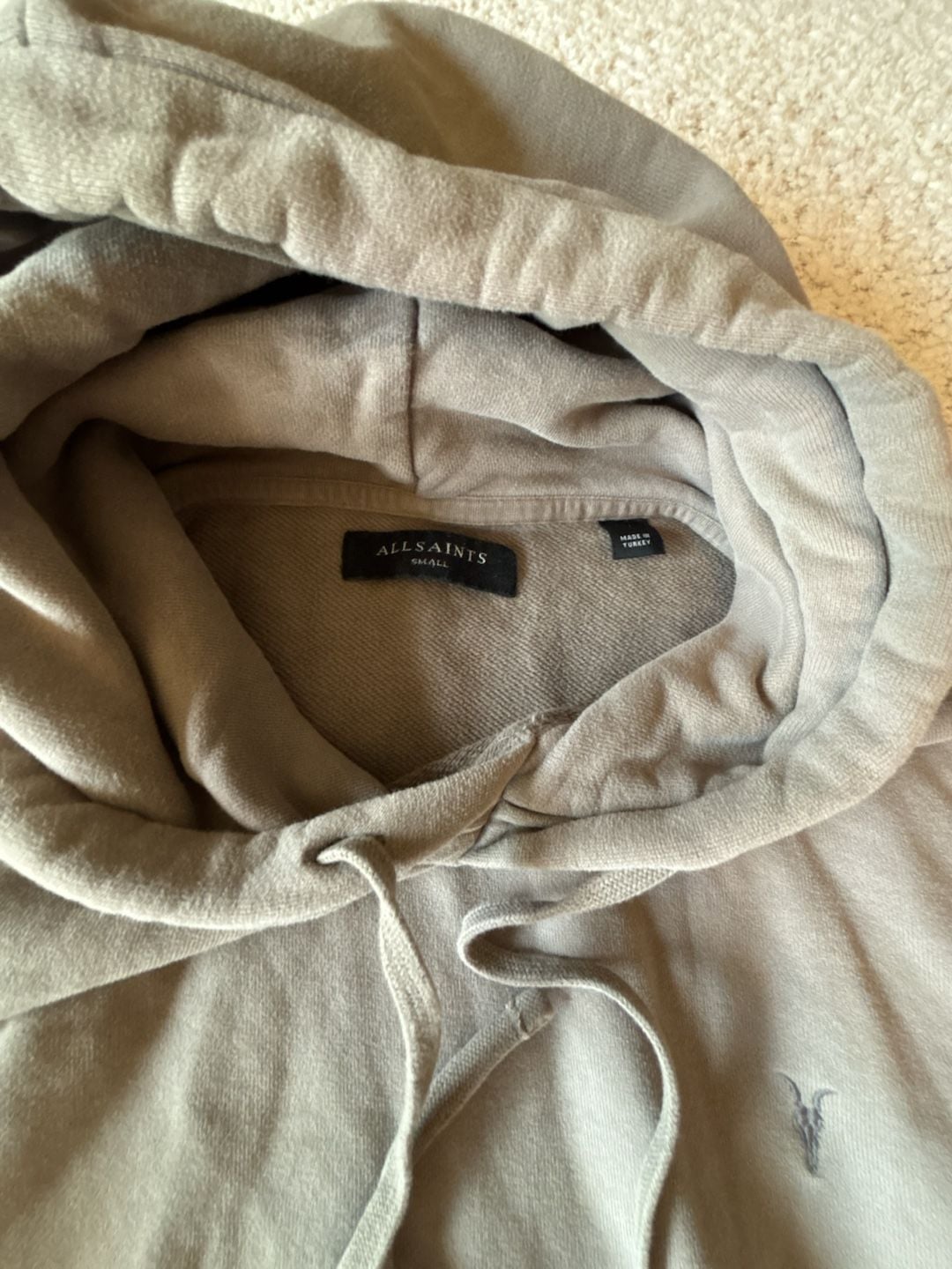 All Saints Ramskull Pullover Hoodie Size Small Taupe Grey 4