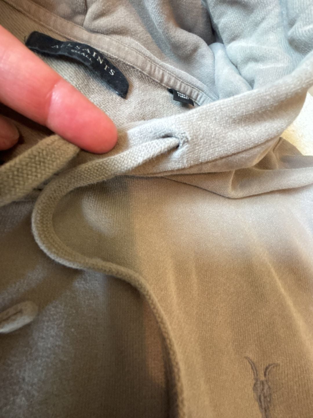 All Saints Ramskull Pullover Hoodie Size Small Taupe Grey 5