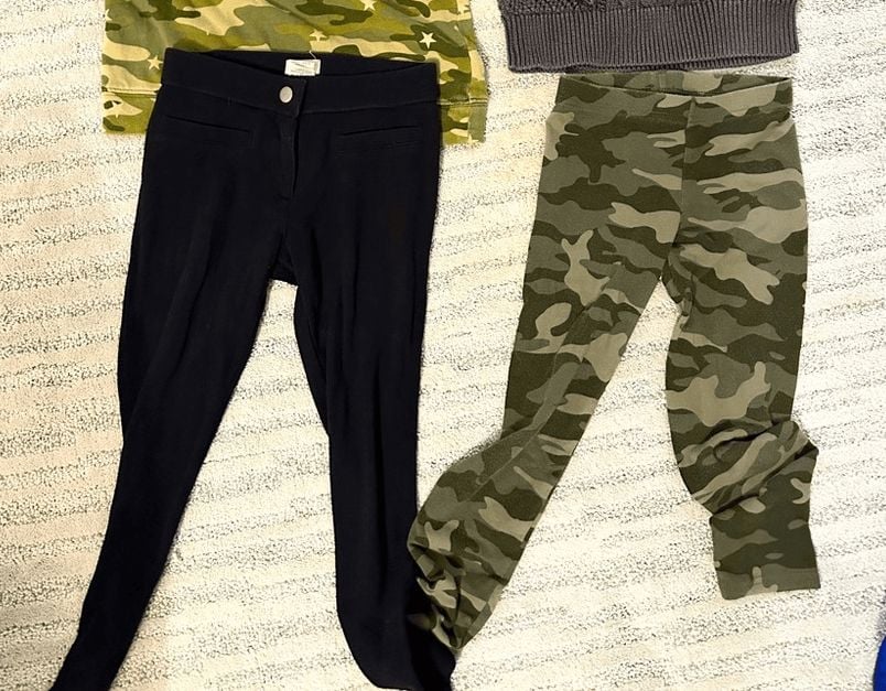 6/7 girls bundle old navy j.crew camo black leggings lot 1
