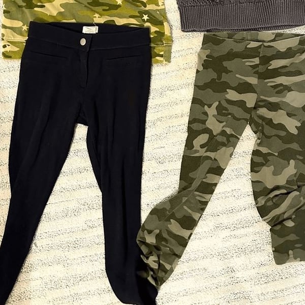6/7 girls bundle old navy j.crew camo black leggings lot