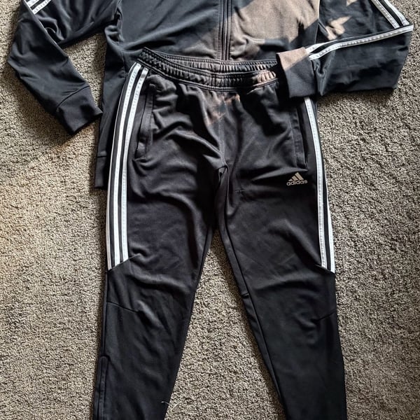 Adidas Track Suit Black. Jacket size large and pants is small