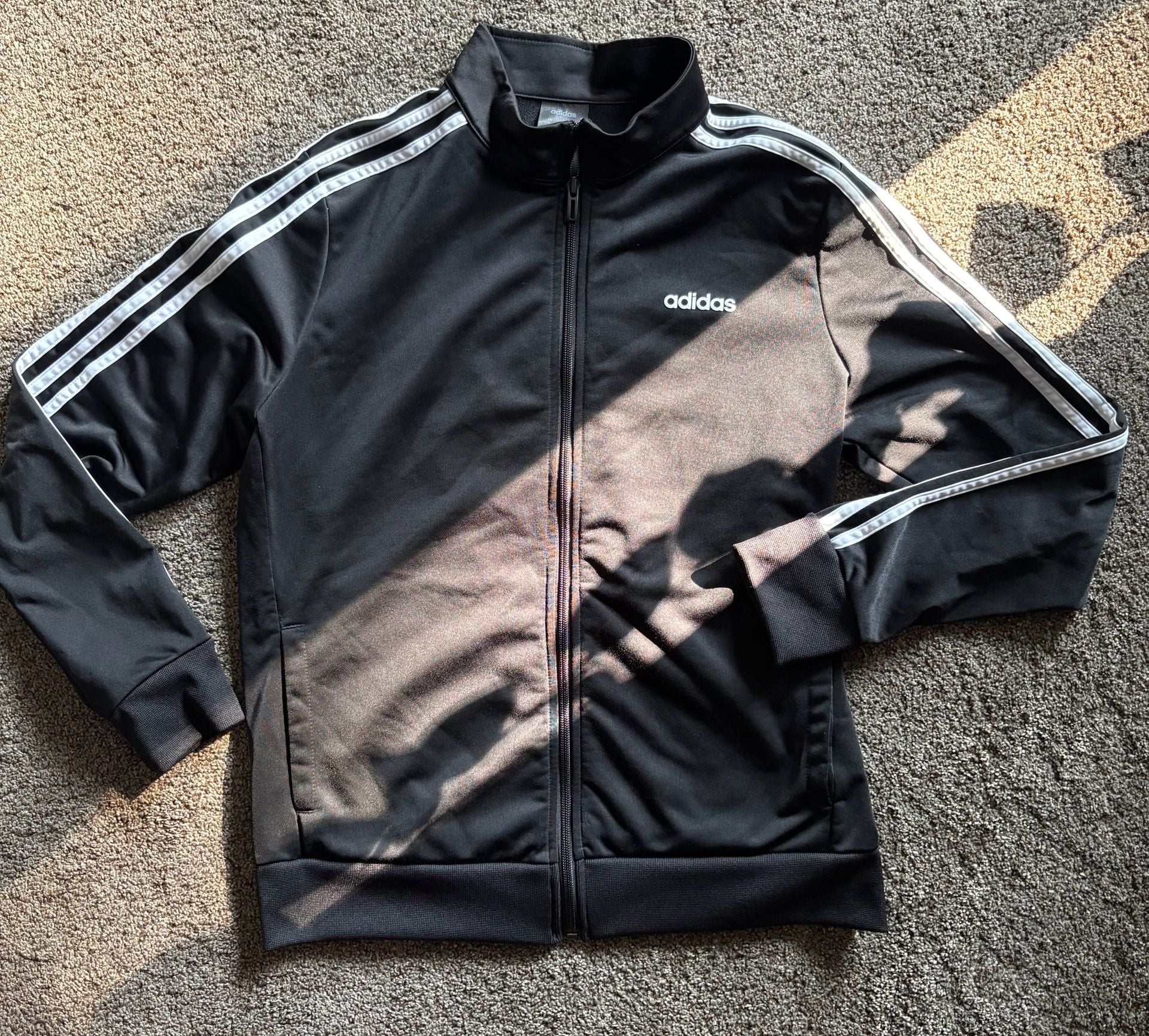 Adidas Track Suit Black. Jacket size large and pants is small 2