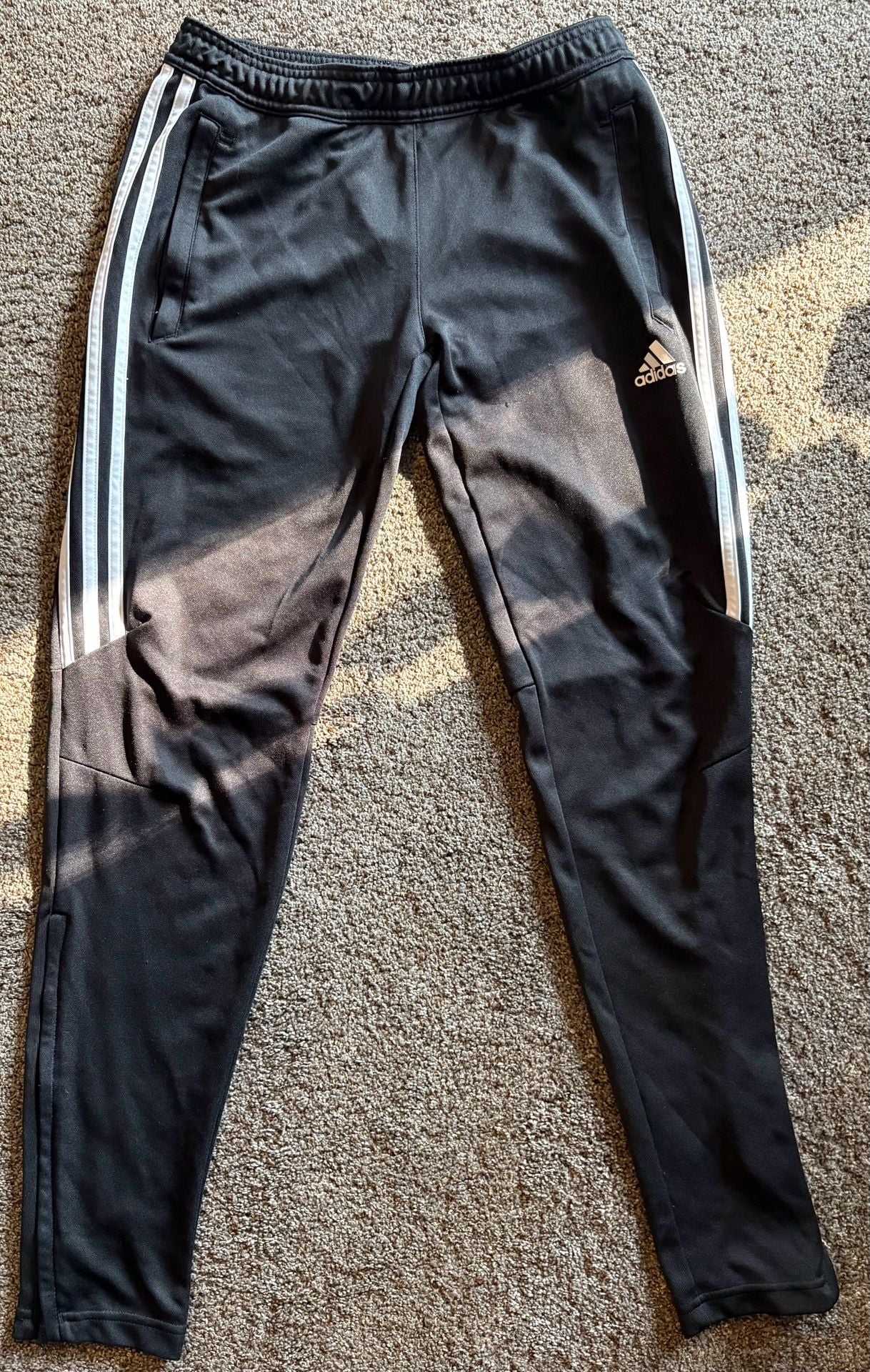 Adidas Track Suit Black. Jacket size large and pants is small 6