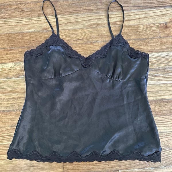 Vintage 2000s Axcess Black Satin Lace Cami Top