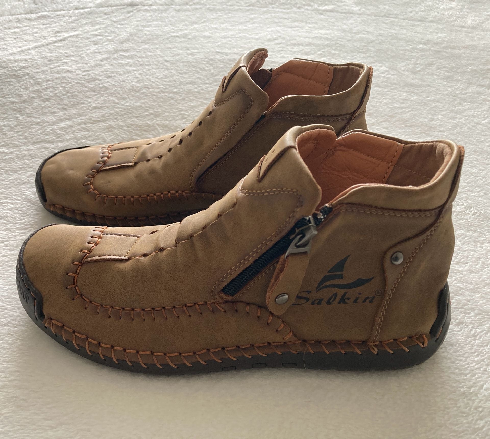 Salkin USA Ankle Boots Size 39 Brown Hand Stitched Side Zip Women’s Size 8.5 3