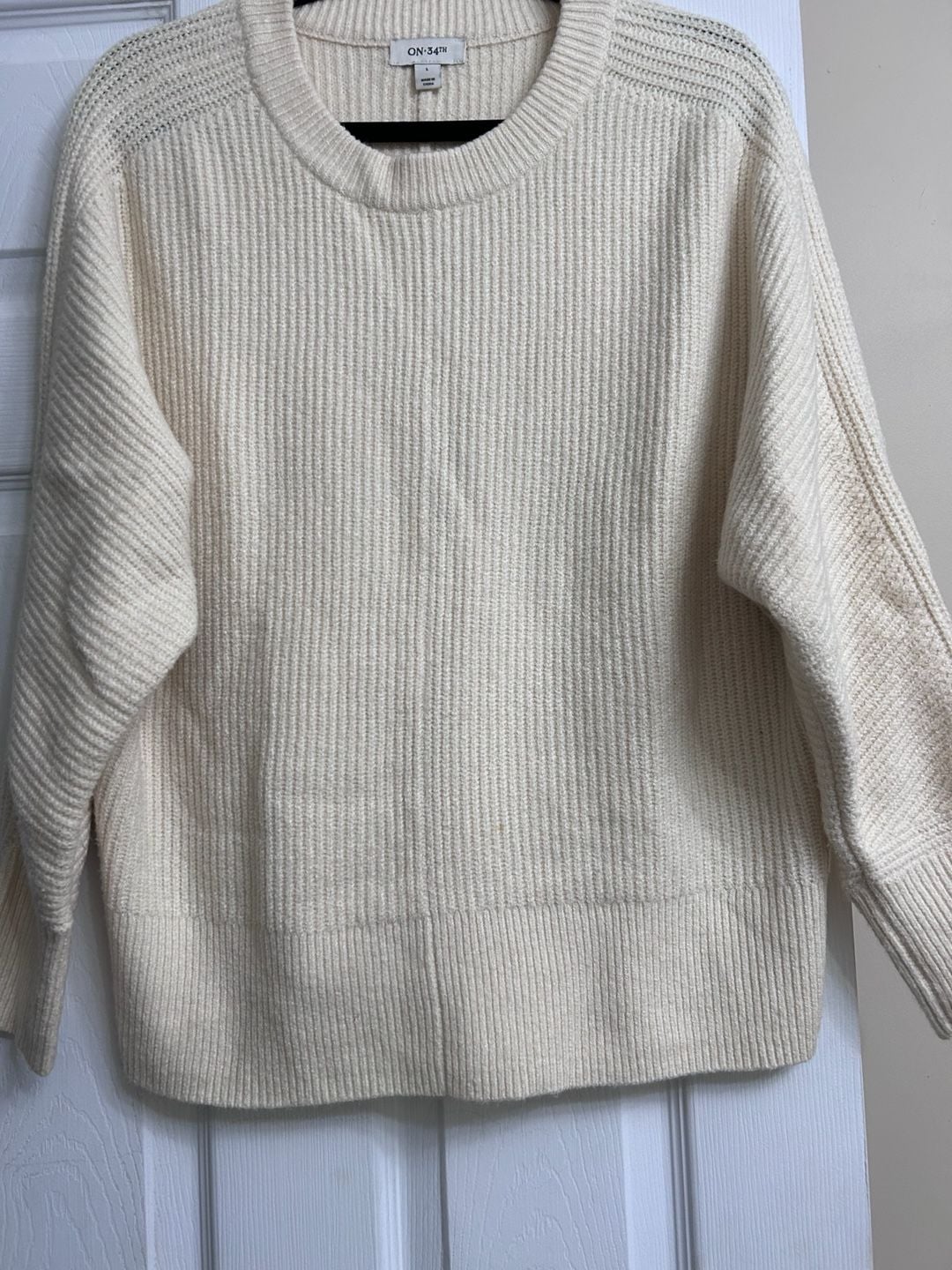 On 34th Ribbed Knit Sweater Size L Cream 2