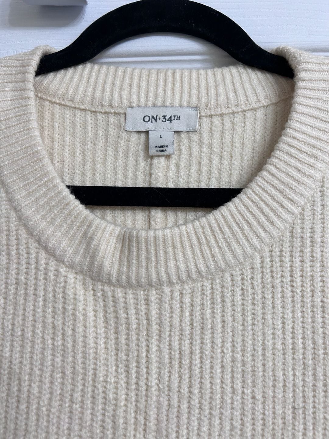 On 34th Ribbed Knit Sweater Size L Cream 3