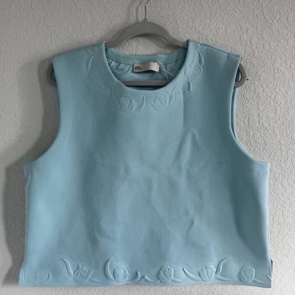Tory Burch Embossed Viscose Shell Top Size XL Blue
