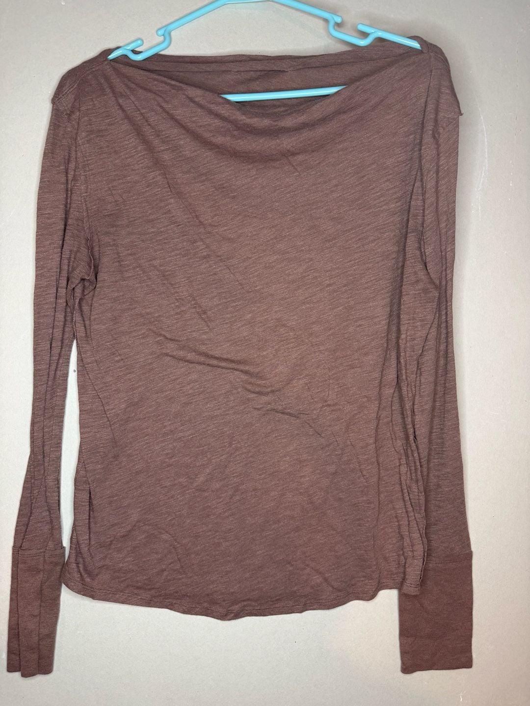We The Free Long Sleeve Top Size Medium Brown Slouchy Cowl Neck 2