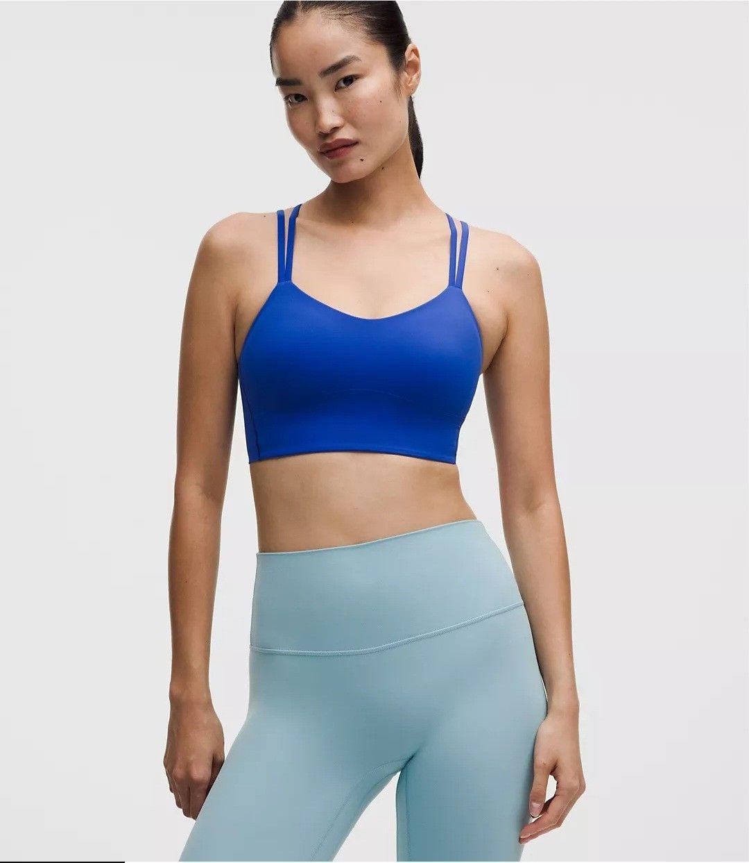 008 Lululemon Like a Cloud Longline Bra Beach Ball Blue B/C Cup sz 4 2
