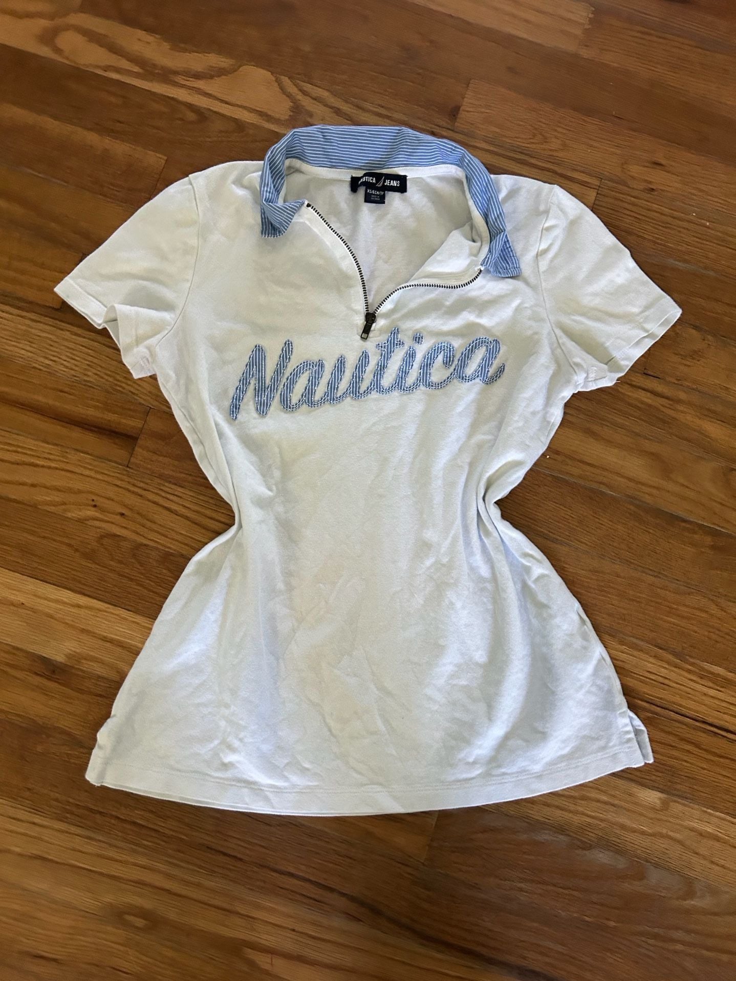 Y2k/2000s Nautica Women's Zip-Up Polo Crop Top 2