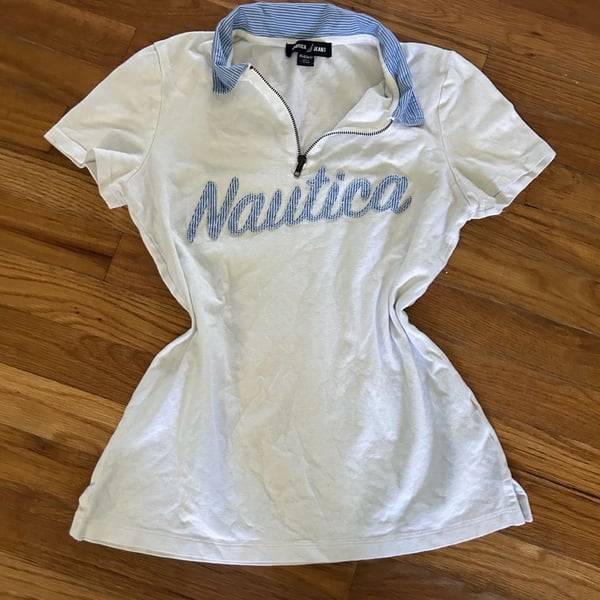 Y2k/2000s Nautica Women's Zip-Up Polo Crop Top