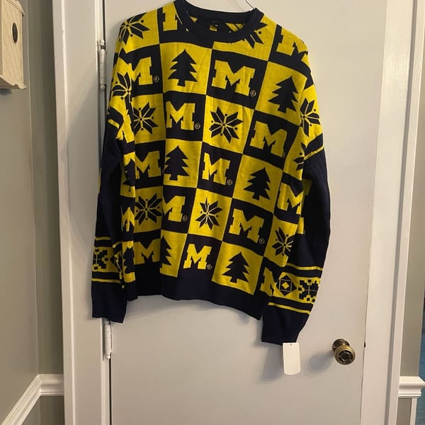 Michigan Wolverines Busy Block Snowfall Sweater Size 2XL