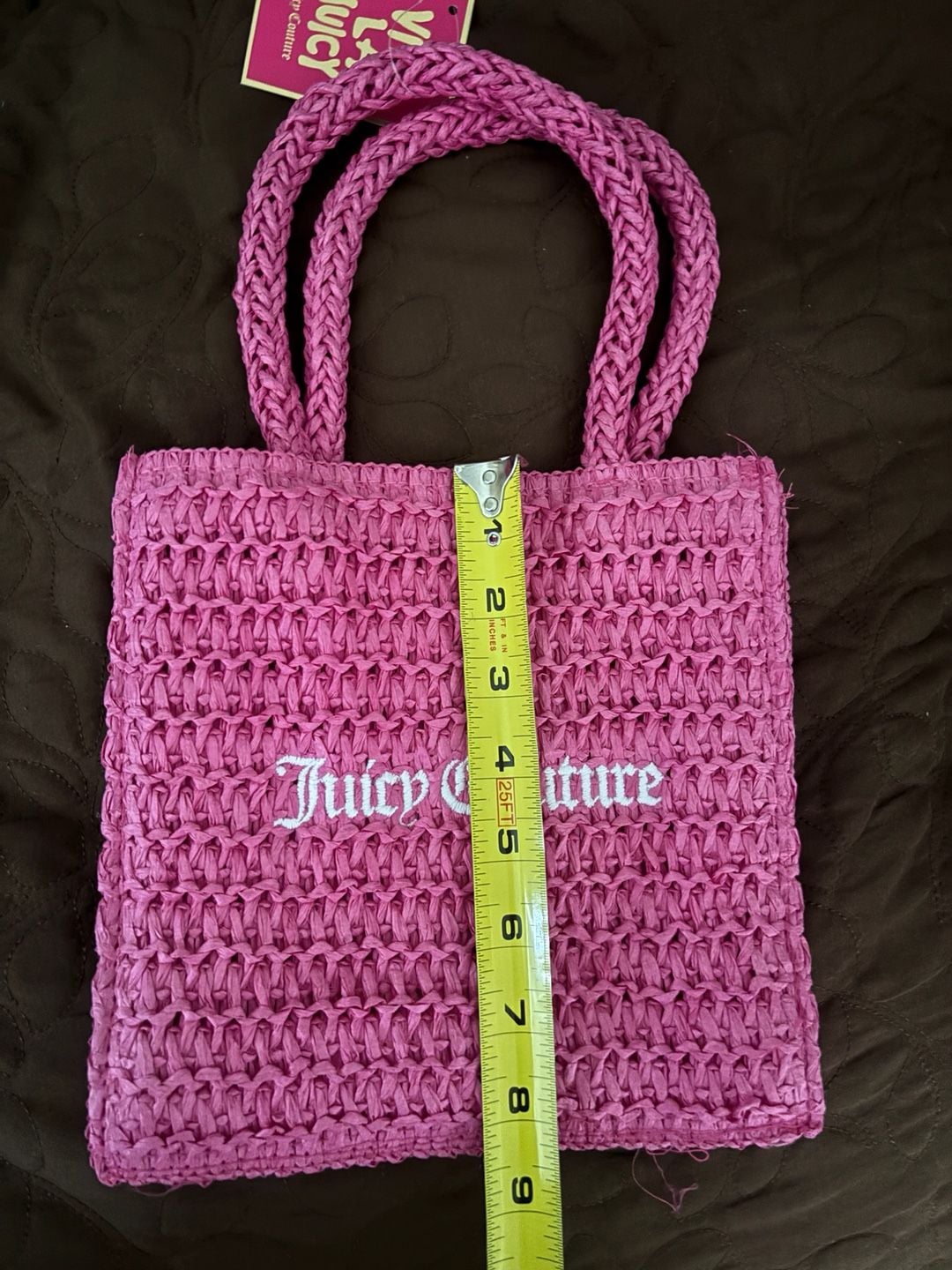Juicy Couture 2-Piece Straw Tote Bag Set Pink 7