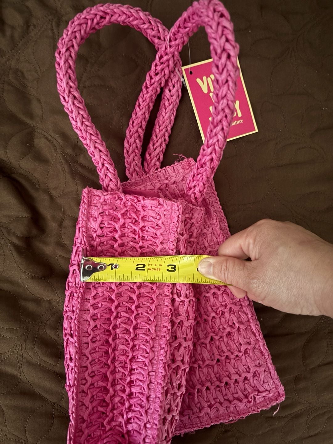Juicy Couture 2-Piece Straw Tote Bag Set Pink 9