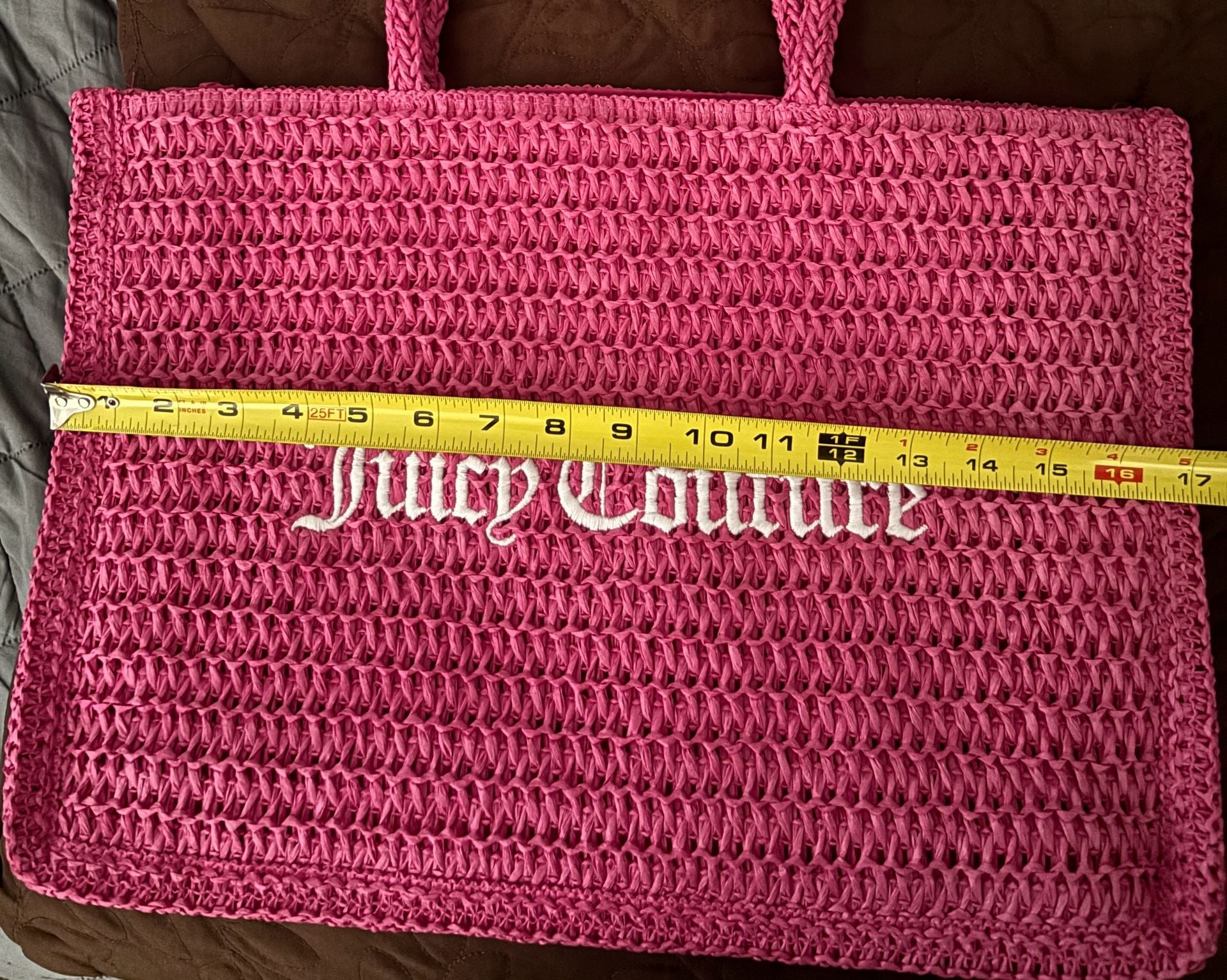 Juicy Couture 2-Piece Straw Tote Bag Set Pink 10
