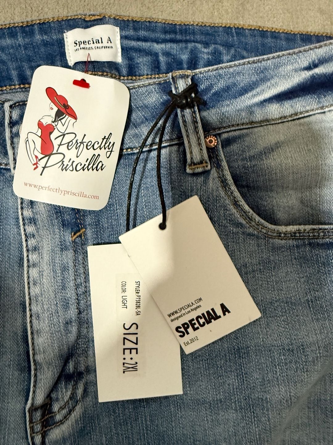 Special A Want It All Distressed Skinny Jeans Size 2XL Light Wash 3