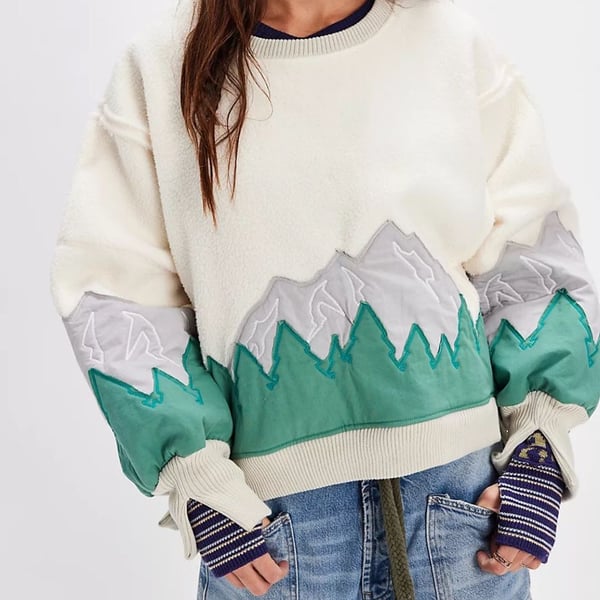 Tricia Fix Pullover Sweater Size S White Mountain Graphic Fleece