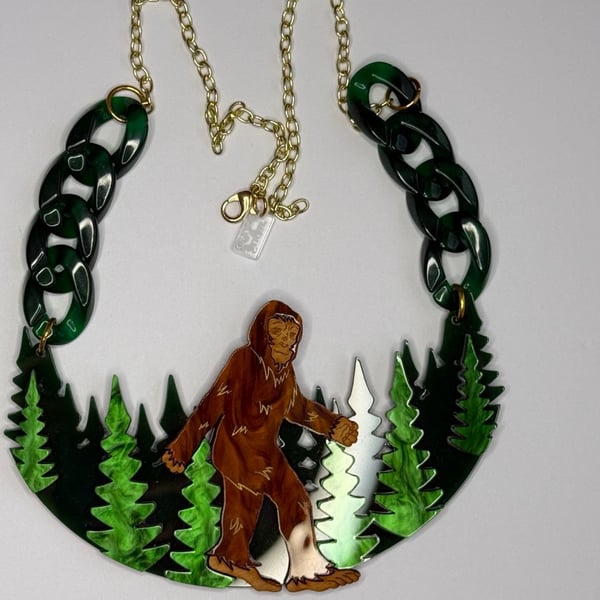 Sugar & Vice Bigfoot Forest Acrylic Statement Necklace