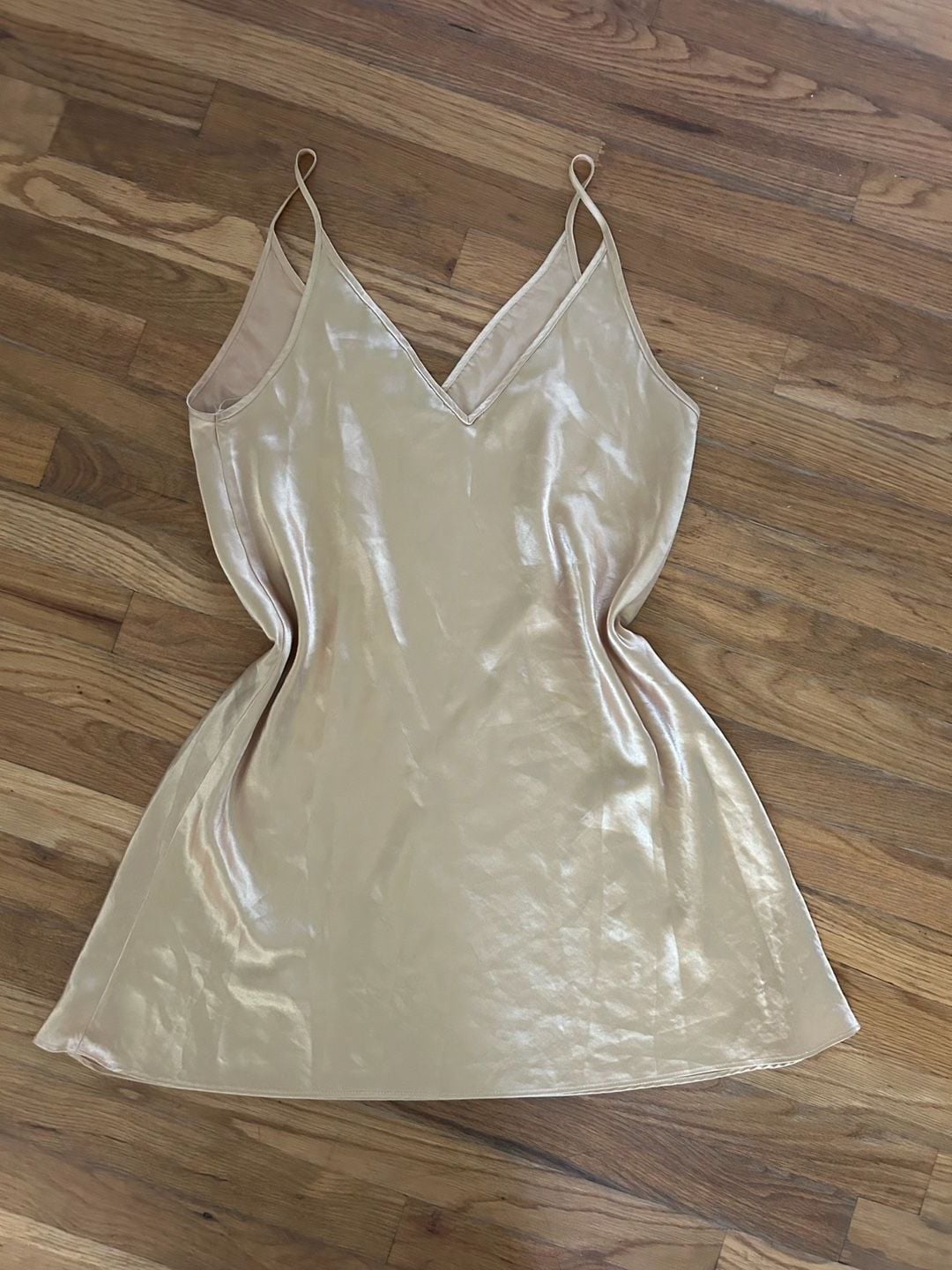 Vintage 2000s Morgan Taylor Champagne Satin Asymmetrical Dress 4