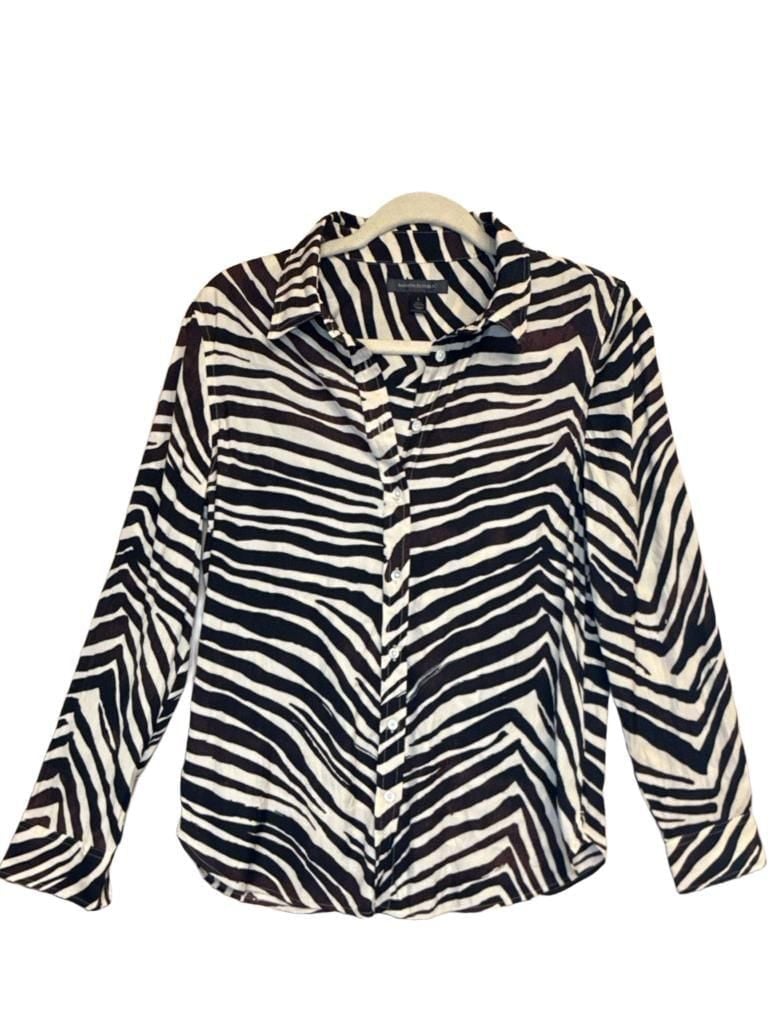 90’s Zebra Animal Print Button Down Shirt Size S 2