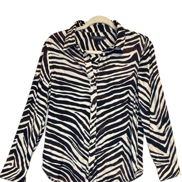 90’s Zebra Animal Print Button Down Shirt Size S