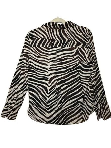 90’s Zebra Animal Print Button Down Shirt Size S 3