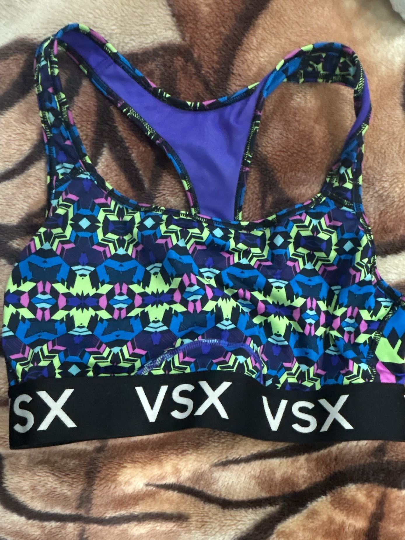 Victoria's Secret VSX Colorful Print Lightweight Sports Racerback Bra 1