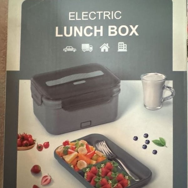 Vinguru Electric Lunch Box 1.8L Green Grey Portable Food Warmer New