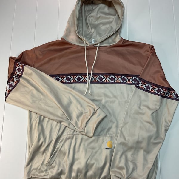 Carhartt Aztec Print Hoodie Size XXL Brown Tan Western Pullover Sweatshirt