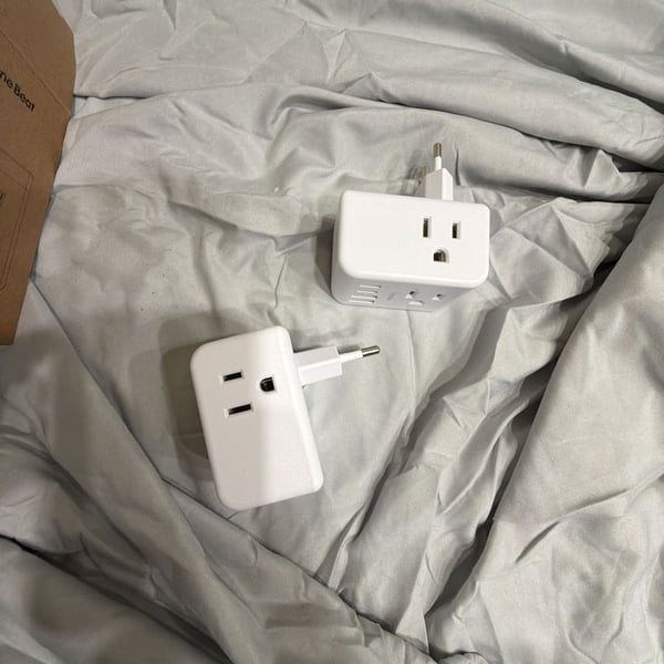 One beat to Europe Power Adapter Plug with 3 Outlets and 2 USB 2 C 2 Pack