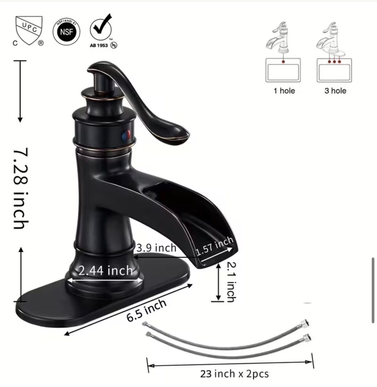 BWE Oil Rubbed Bronze Waterfall Single Handle Bathroom Sink Faucet New 6