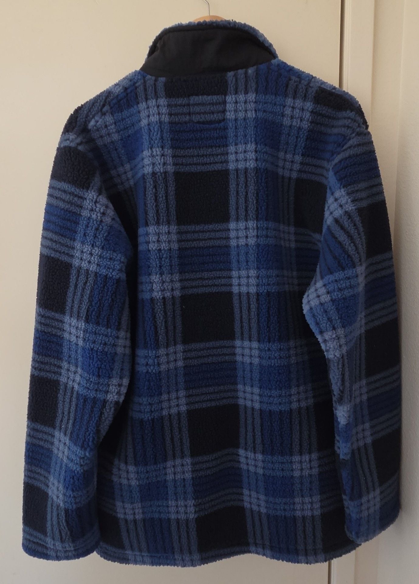 Quiksilver Fleece Jacket Size L Blue Plaid Zip Up Sherpa 5