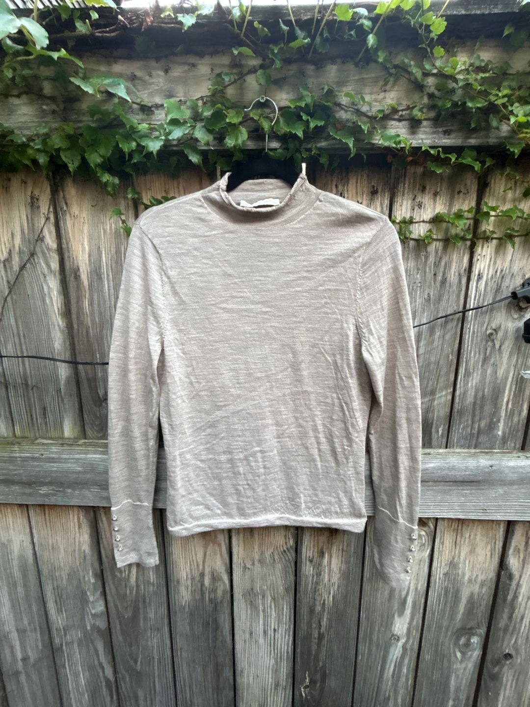 Abercrombie & Fitch Mock Neck Sweater Size L Merino Wool Button Cuff 2