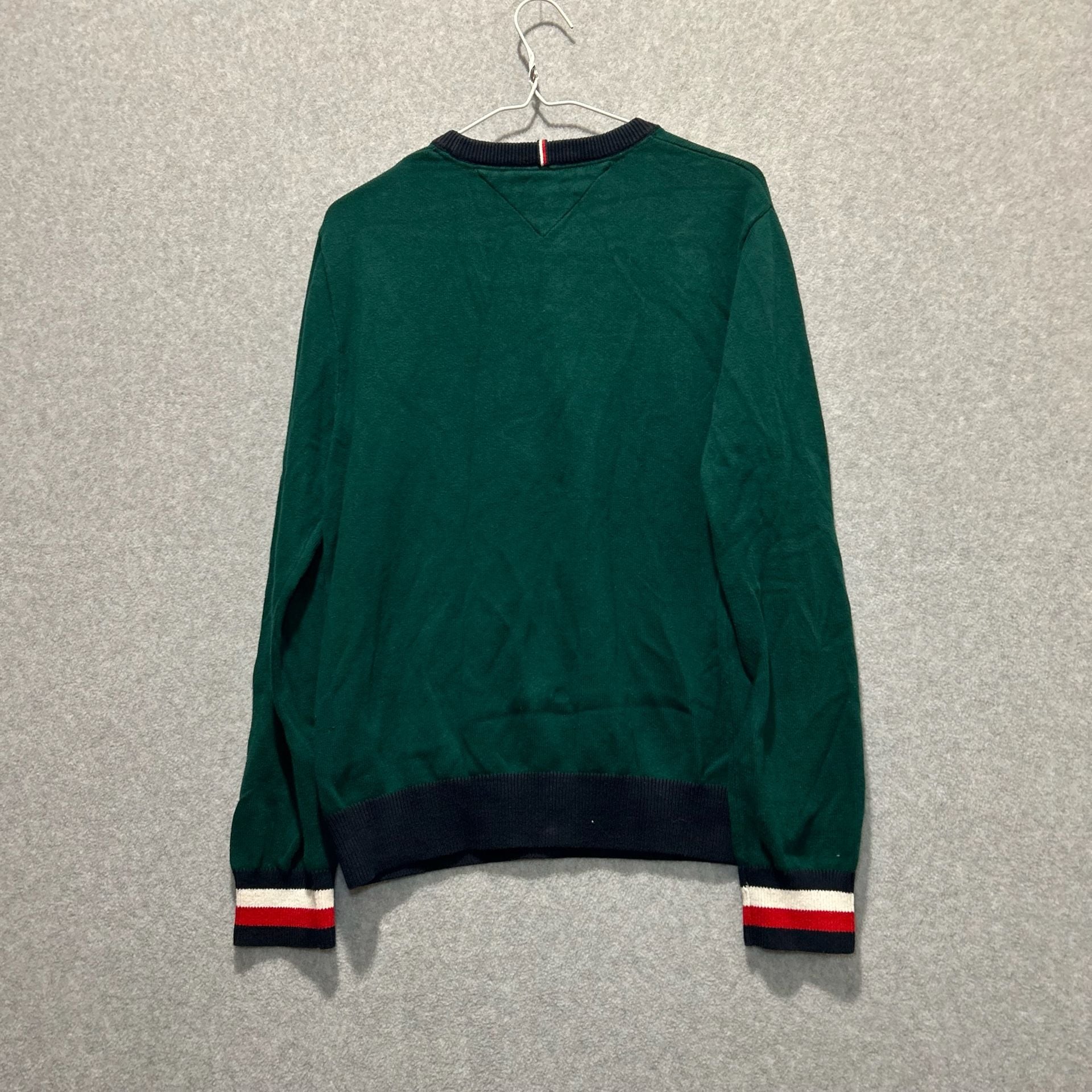 Tommy Hilfiger Men’s Green Y2K Script Logo Crewneck Pullover Sweater, Size M 6
