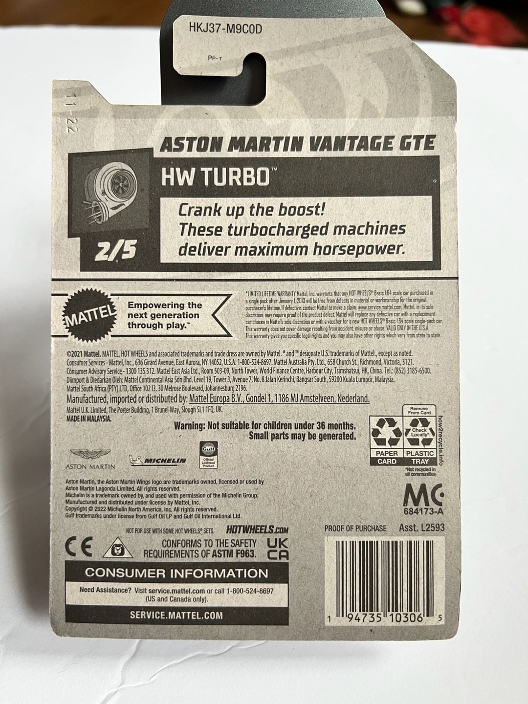 Hot Wheels Aston Martin Vantage GTE HW Turbo 2/5 98/250 - .com, 5