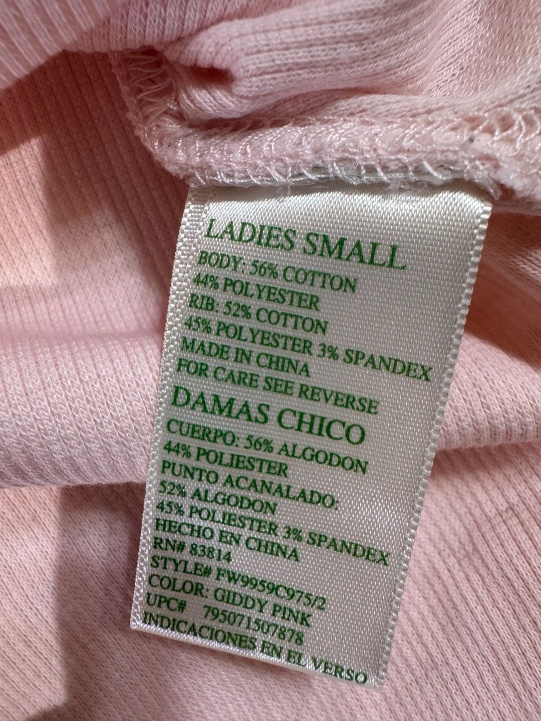 GreenTea Giddy Pink Mineral Wash Thermal Long Sleeve Top Size S 7